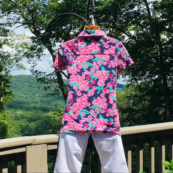 ♥️Lilly Pulitzer navy and pink top Size S - Picture 5 of 5